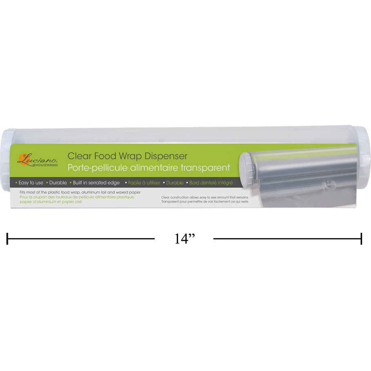 Dispensador de papel transparente para alimentos Luciano, film retráctil con inserto