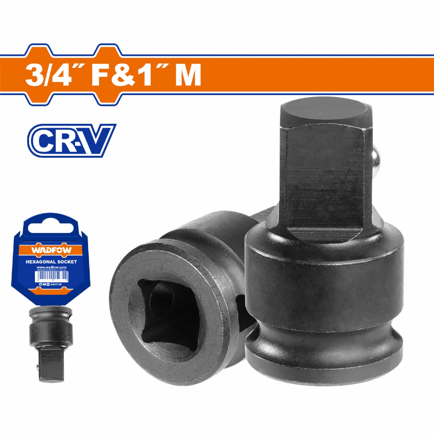 Adaptador para dado de Impacto 3/4"(H)& 1"(M) Cr-V Tratamiento térmico.