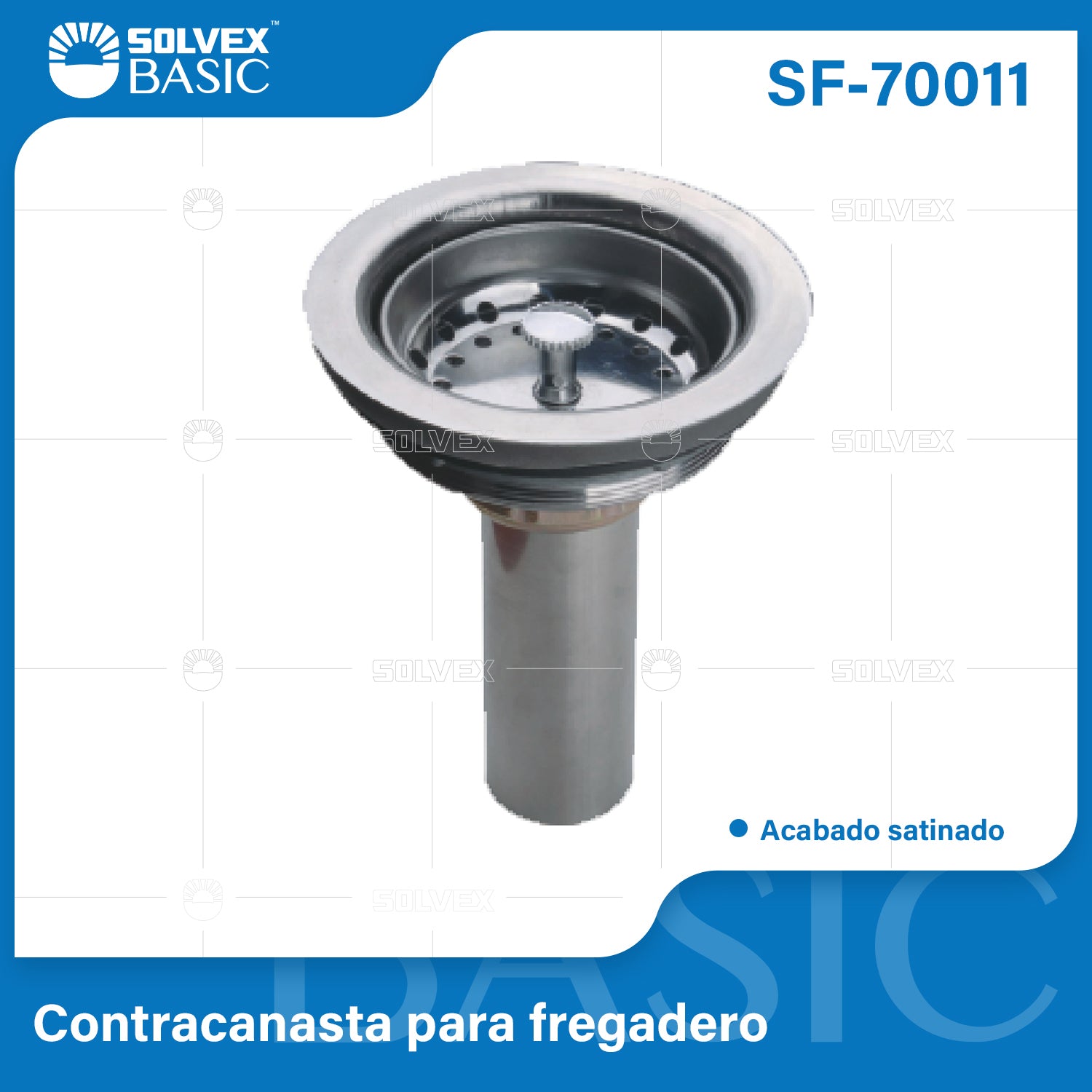 Desagüe para Fregador con Coladera. Drenaje de Acero Inoxidable Acabado Satinado.