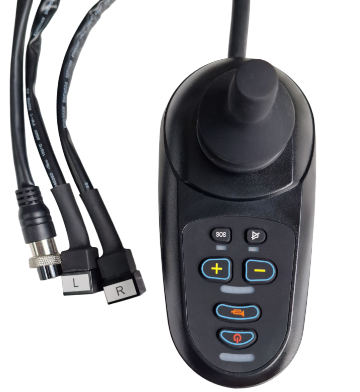 Control de mando para silla de ruedas eléctrica (para modelos antiguos sin función de autoplegado) con tres conectores