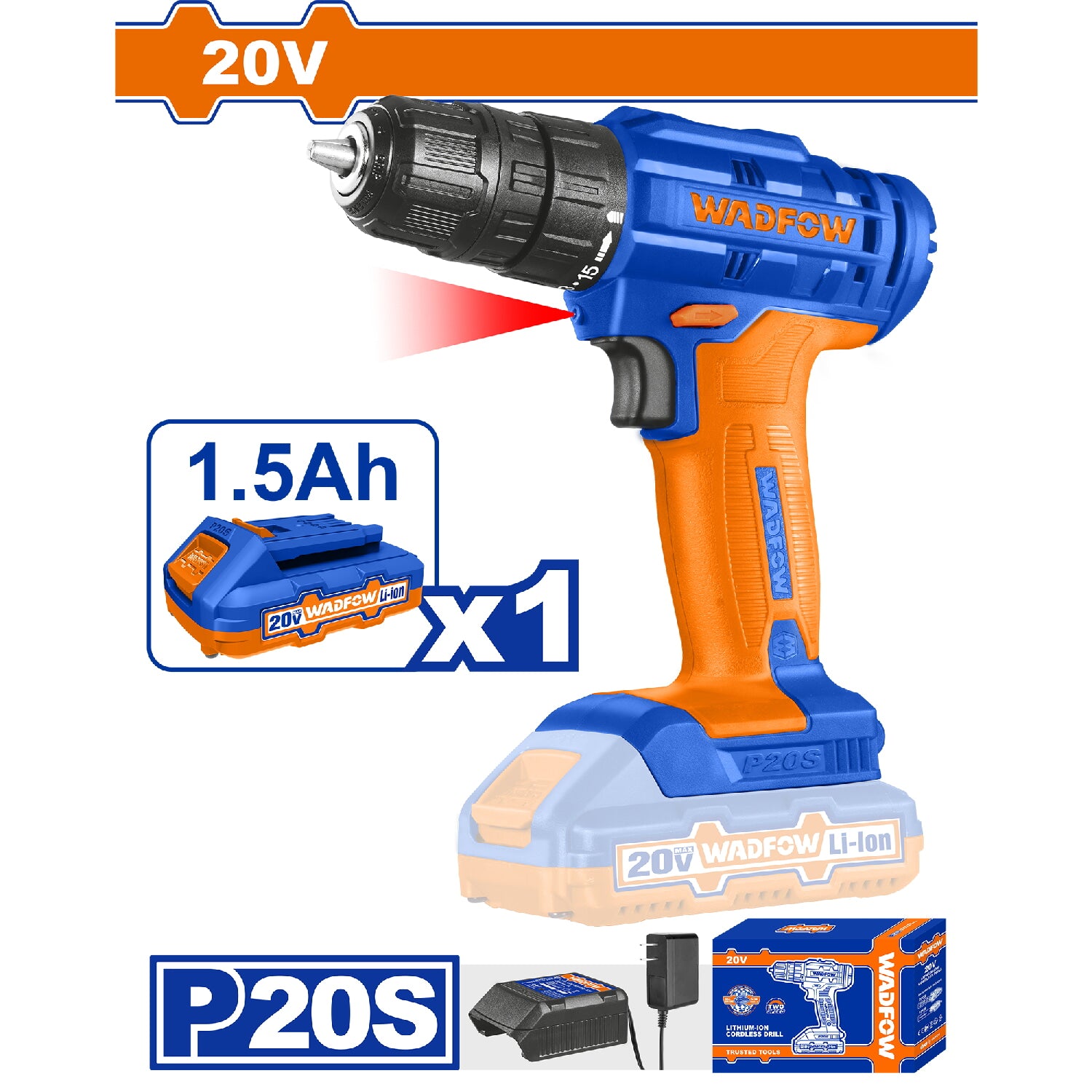 Taladro drill inalámbrico de 20V 1/32-3/8" 35Nm Incluye batería y cargador