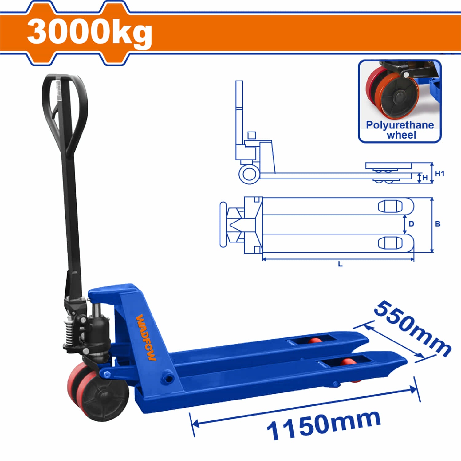 Transpaleta Manual de Tijera 3000Kg. Alt. Min\Max: 85x200mm. Distancia entre uñas 230mm. Elevador de Palet jack pallet