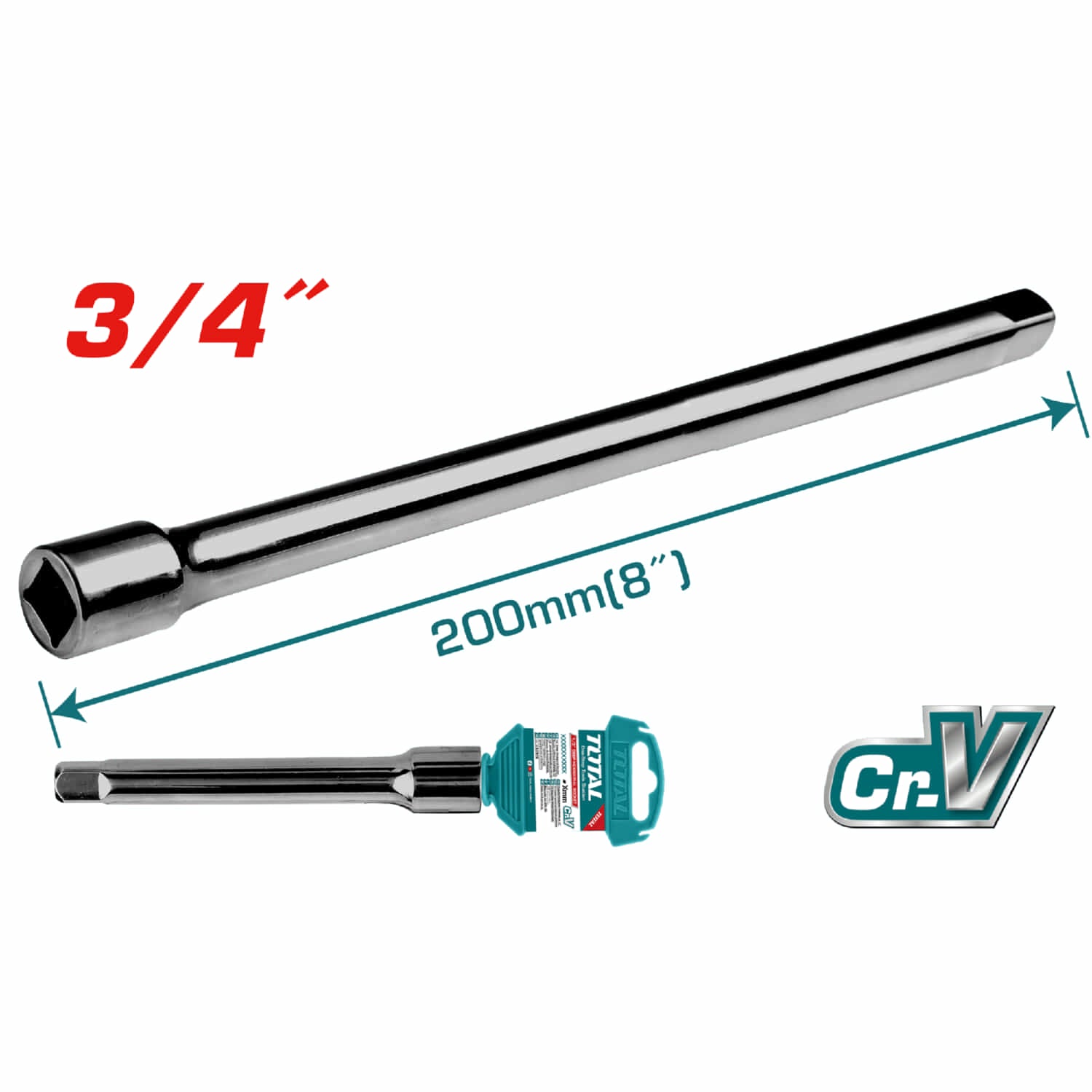 Barra de extensión de 3/4" para dados. Cr-V con tratamiento térmico.