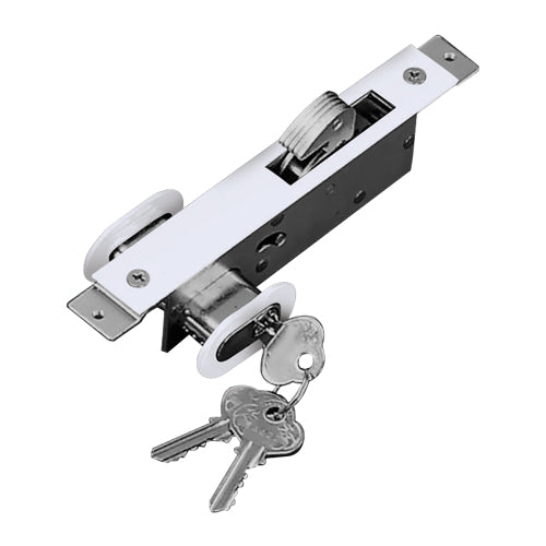 Cerradura De Gancho Para Perfil Angosto, Con Placa Aluminio, Doble Cil