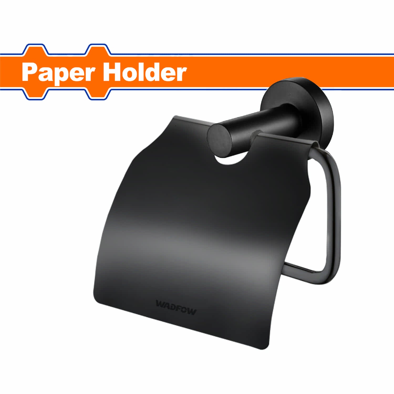 Soporte para papel higiénico con tapa pared para baño. Negro. Aleación. Incluye tornillos. Set. Portapapel