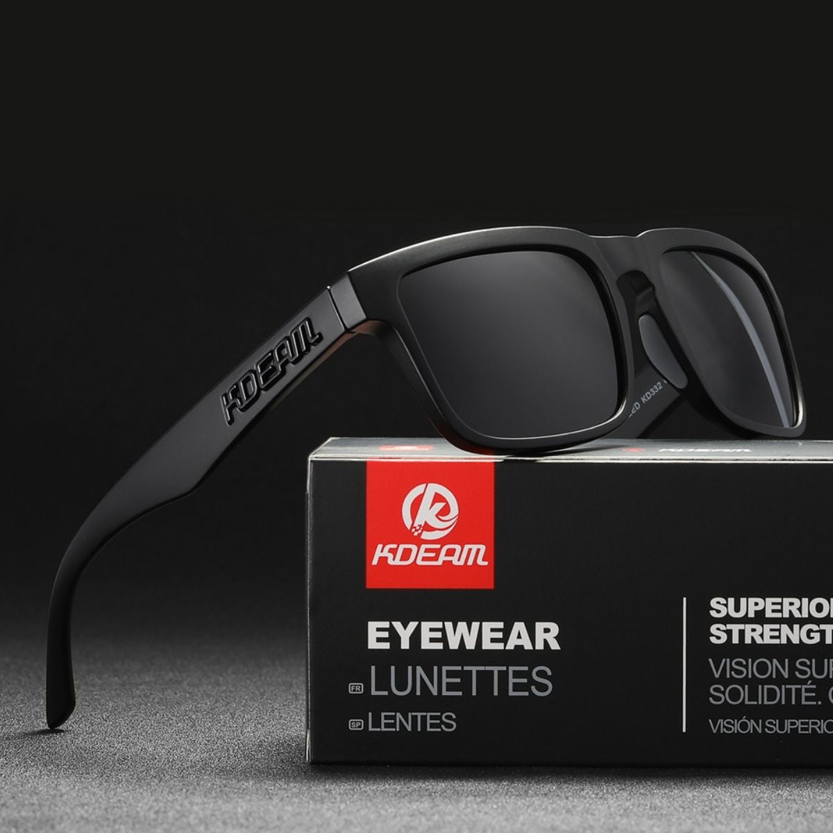 Lentes de Sol Polarizados UV400 Unisex, Montura Rectangular Ligera, Protección Antirreflejo para Conducir, Pesca y Actividades al Aire Libre.(Incluye Estuche). Color Negro.