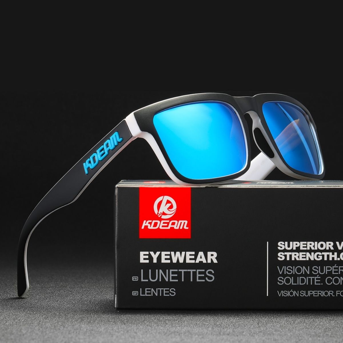 Lentes de Sol Polarizados UV400 Unisex, Montura Rectangular Ligera, Protección Antirreflejo para Conducir, Pesca y Actividades al Aire Libre.(Incluye Estuche). Lente Azul Celeste Espejo