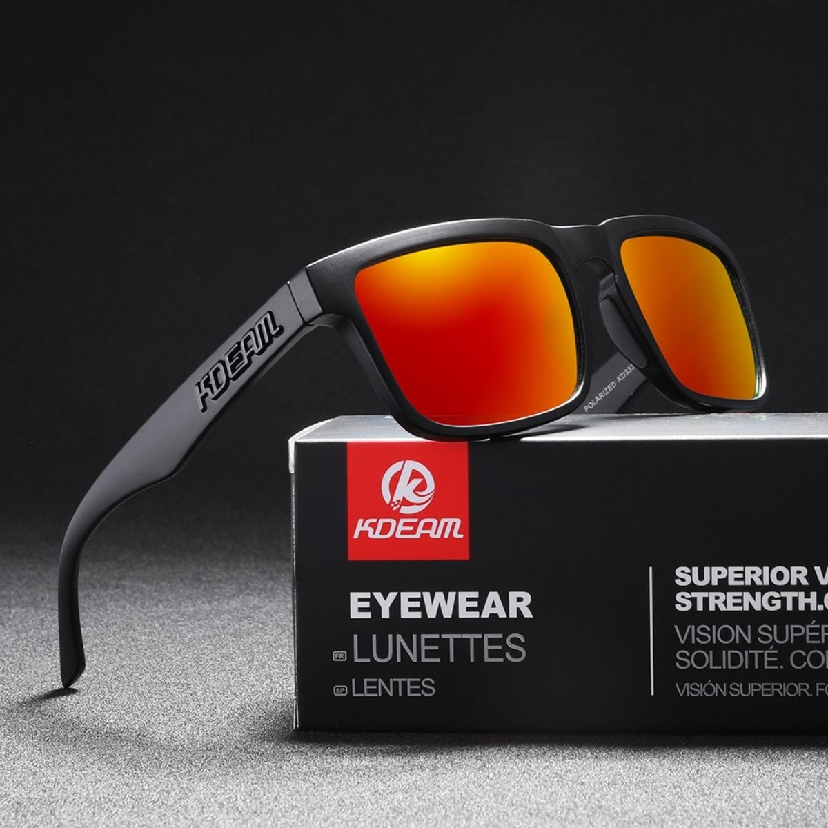 Lentes de Sol Polarizados UV400 Unisex, Protección Antirreflejo para Conducir, Pesca y Actividades al Aire Libre.(Incluye Estuche).Montura Negra Y Lente Rojo Espejo
