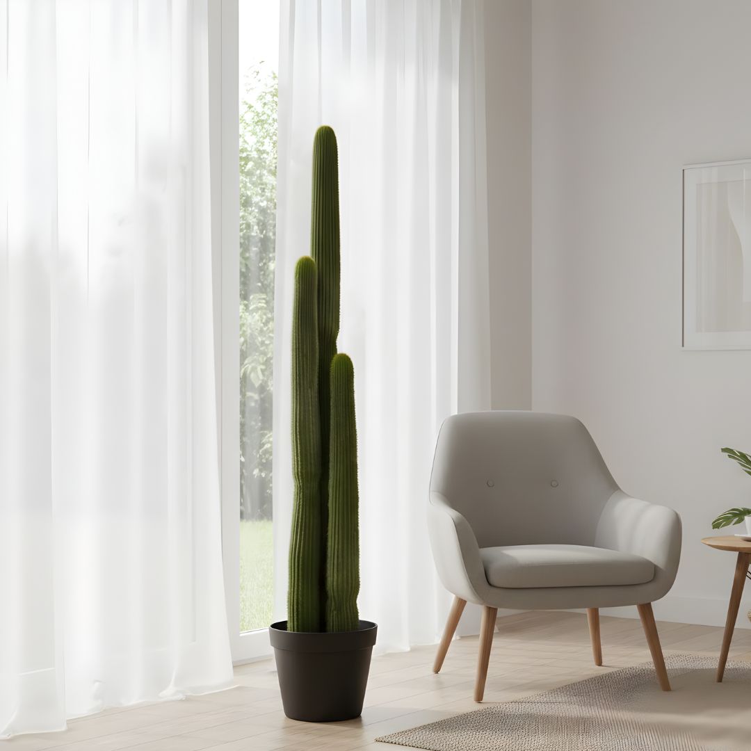 Planta Tipo Cactus Saguaro Decorativo para Interior. Cactus Artificial Estilo Desierto 163x19cm.