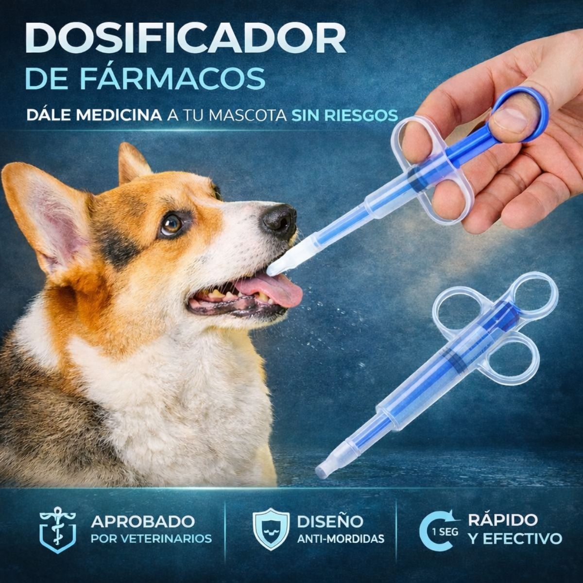 Dispensador de medicamentos y Pastillas para Mascotas Perros y Gatos. Jeringa Administradora con Punta de Silicona Para Pastillas y Líquidos (colores al azar)