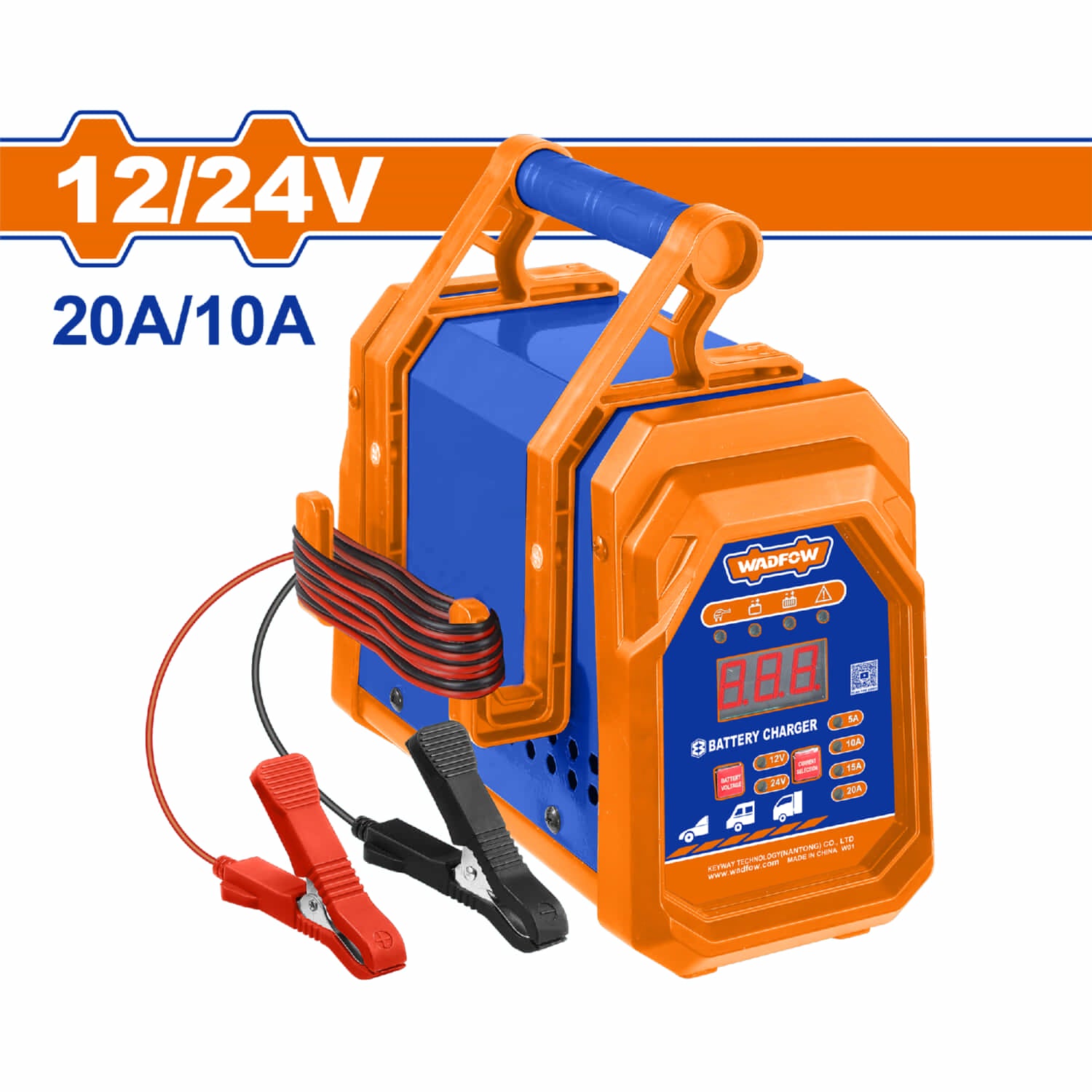 Cargador de Batería para Carro 12/24V 110V 60Hz 20A/10A Pantalla LCD 7 Etapas Sobrecarga 300Ah Arrancador