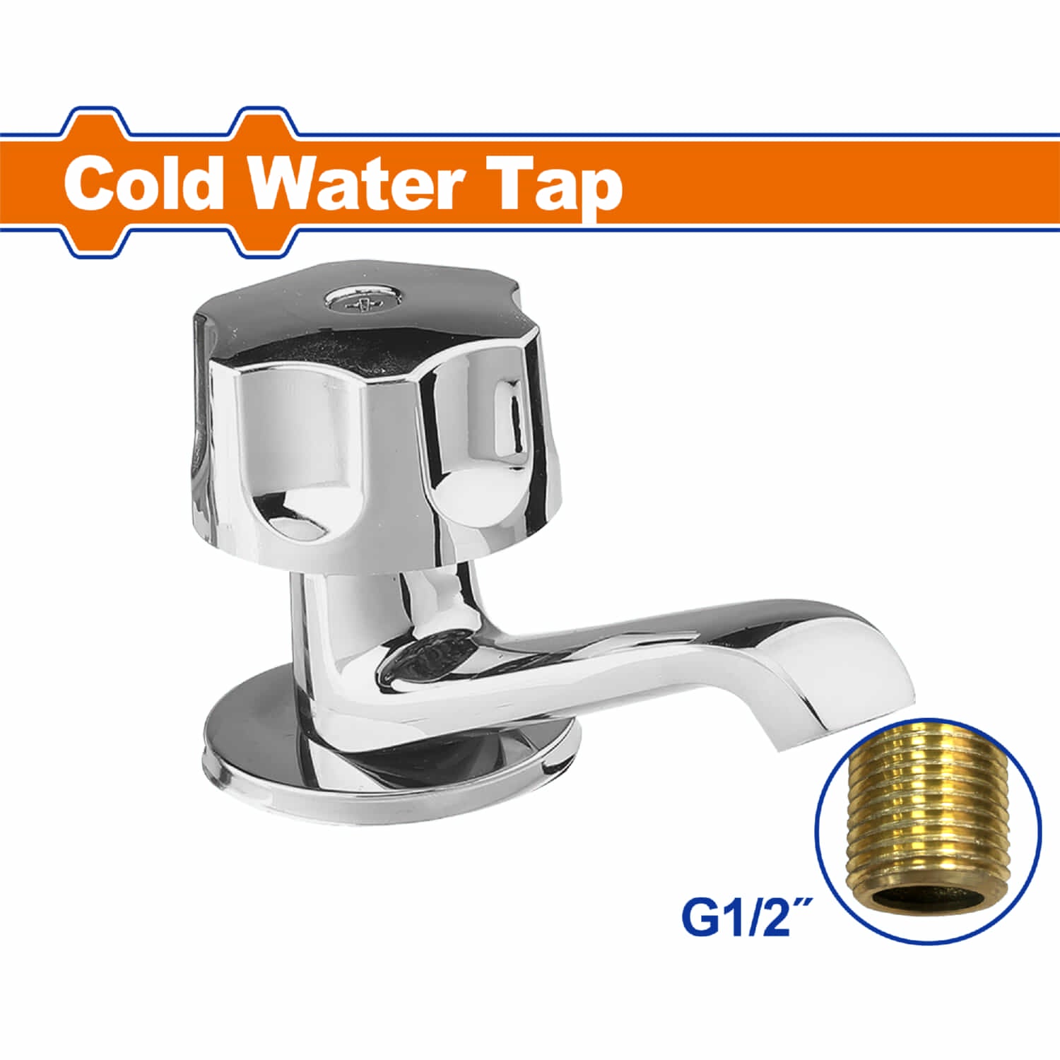 Llave de grifo de agua fría para lavamanos en baño G1/2" Latón y Plástico. Llave de lavabo. Set