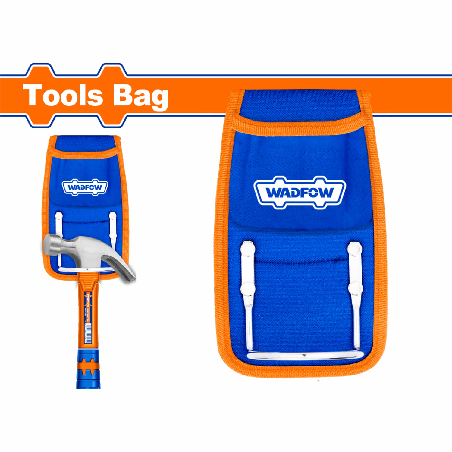 Bolsa Para Herramientas Para Cinturón 190 x 115mm. Con soporte para martillo. Compatible con WTG1100