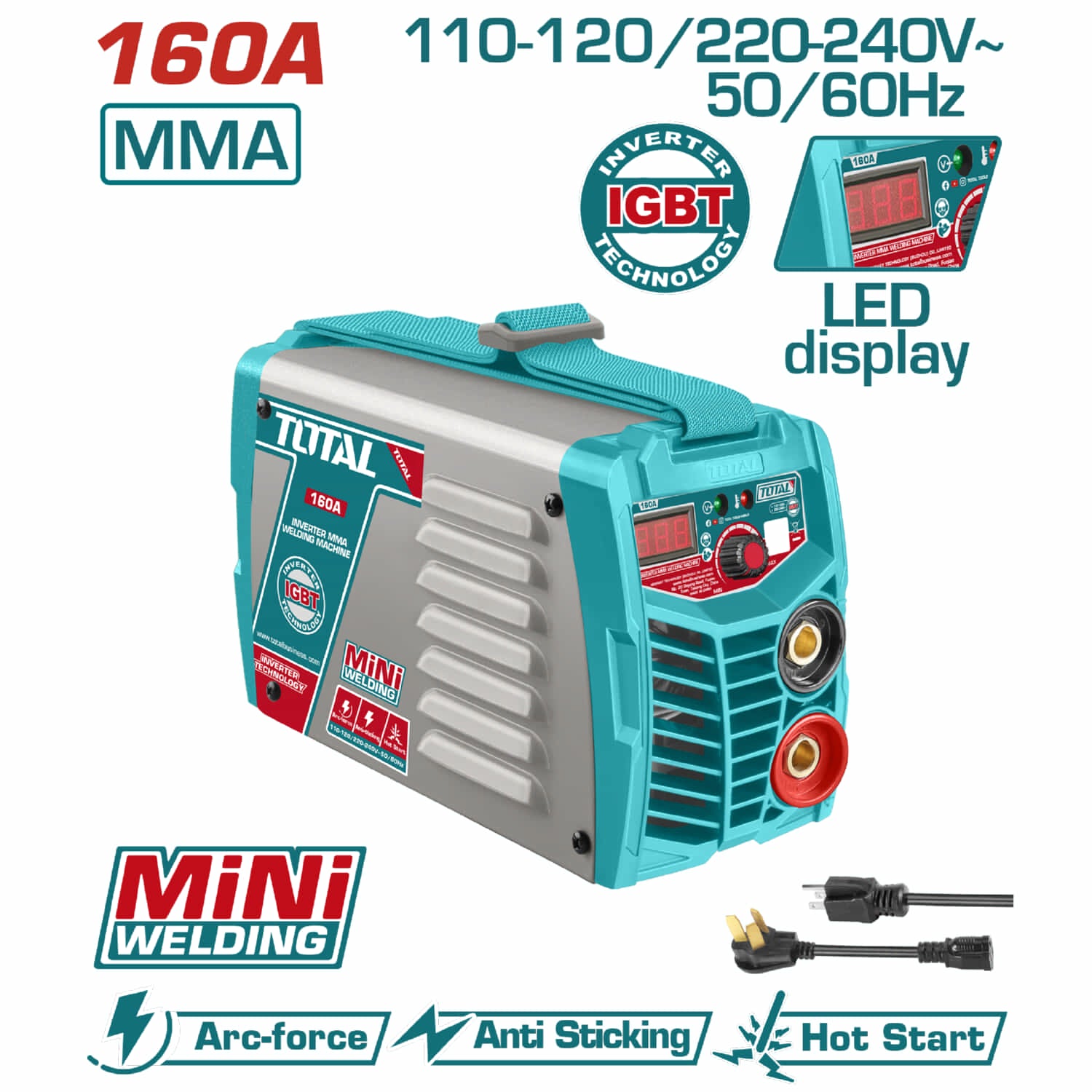 Máquina de Soldar Inverter 160 AMP MMA. Voltaje de Entrada 110-120/220-240.