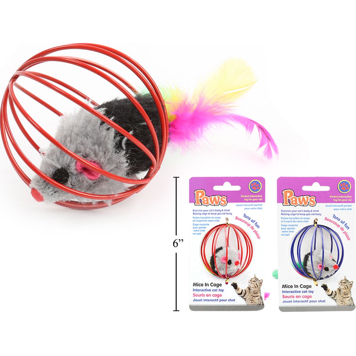 Juguete interactivo para gatos de 2 " (1pza) (Viene en colores variados al azar)