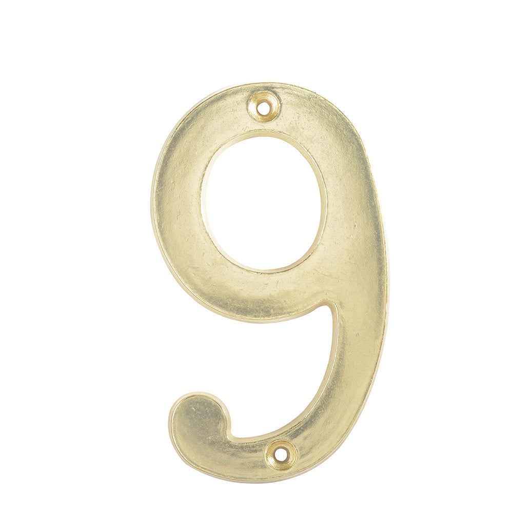 Numero 9 slim 4" latón brillante Lock