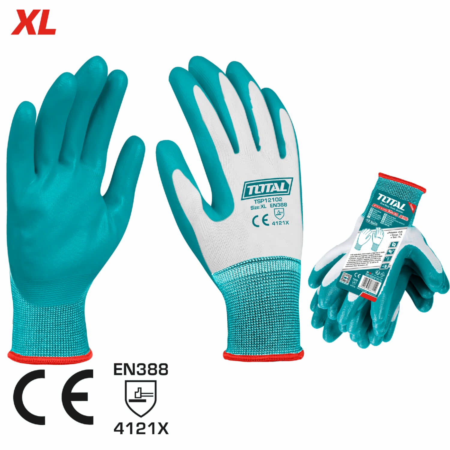 Guantes de nitrilo en la palma .Medida XL. Se vende por par
