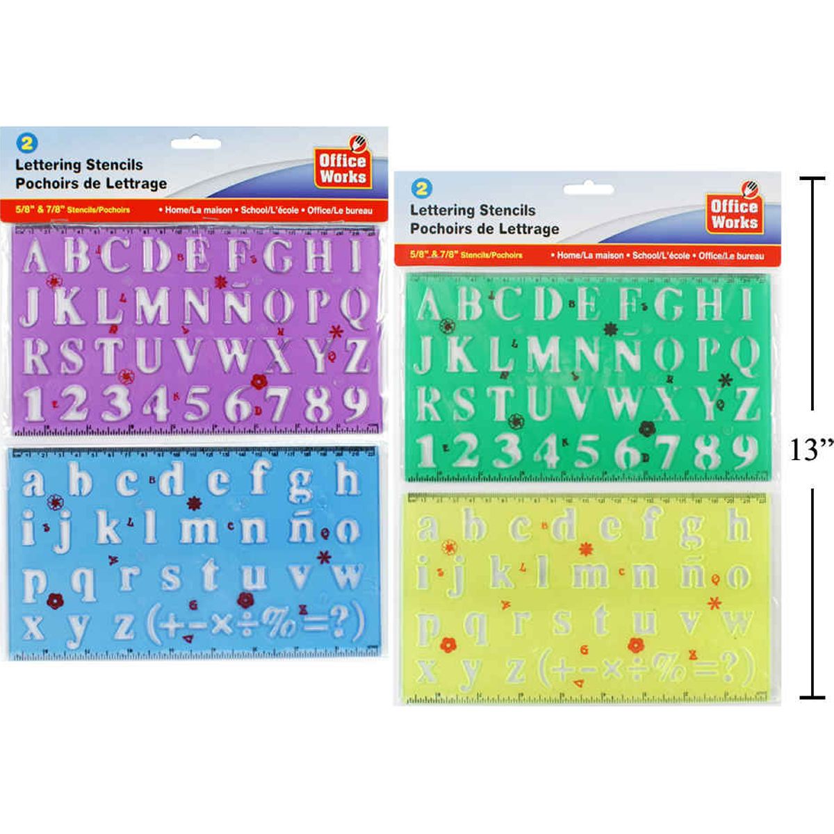 Plantilla para letras de 2 piezas, 5/8 y 7/8 " (1pza) (Viene en colores variados al azar)