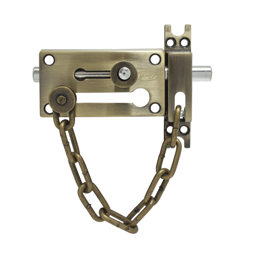 Pasador de sobreponer cadena latón antiguo Lock
