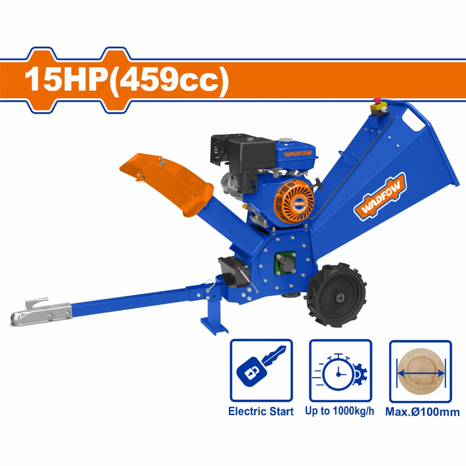Chipeadora Picadora De Madera Biotrituradora. Capac. 100mm 15HP 459cc Potencia Max. 10 kW/3600rpm Gasolina