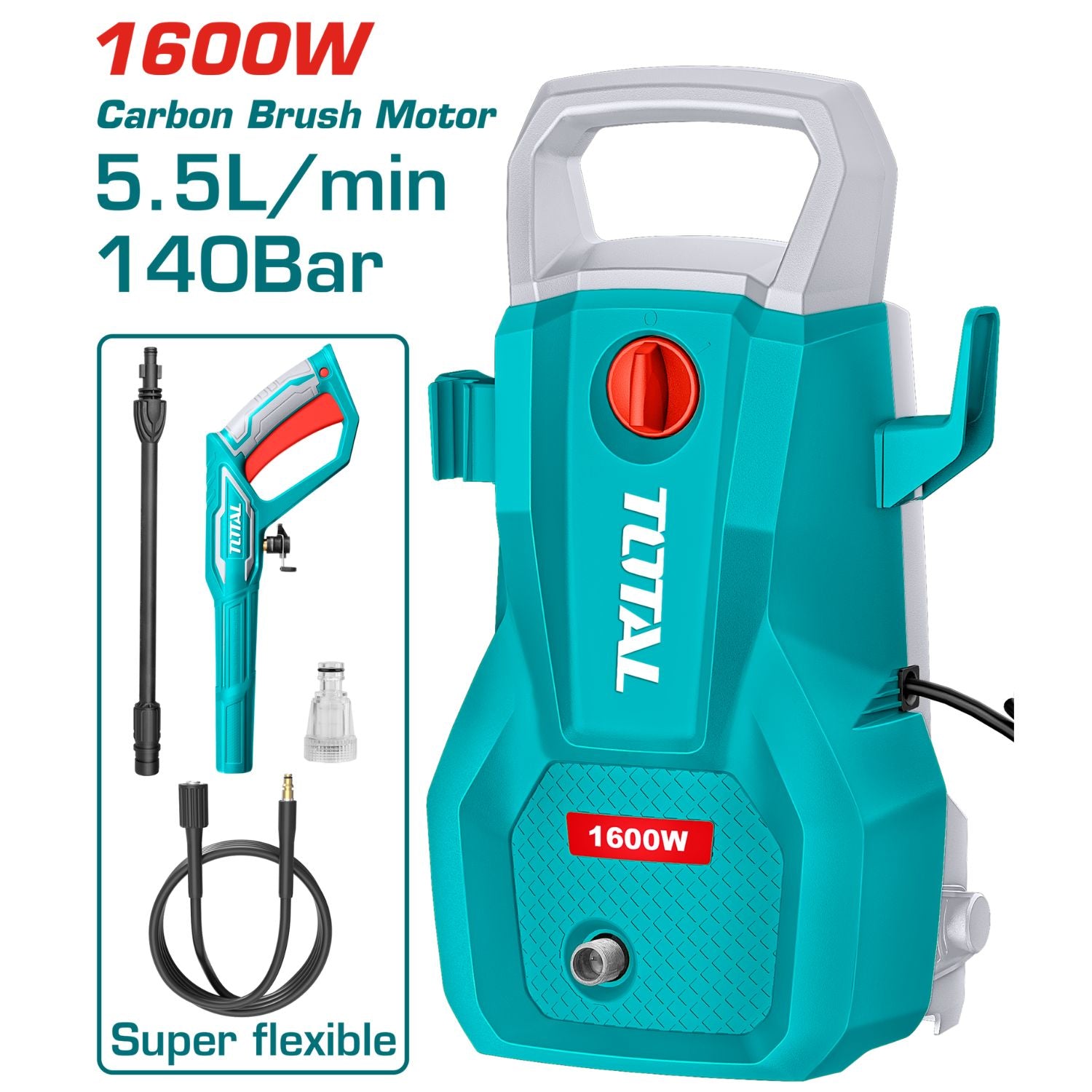 Hidrolavadora de Alta Presión 5.5L 110-120V~60Hz Potencia 1600W. Presión Max 140Bar (2030PSI) Hidrojet