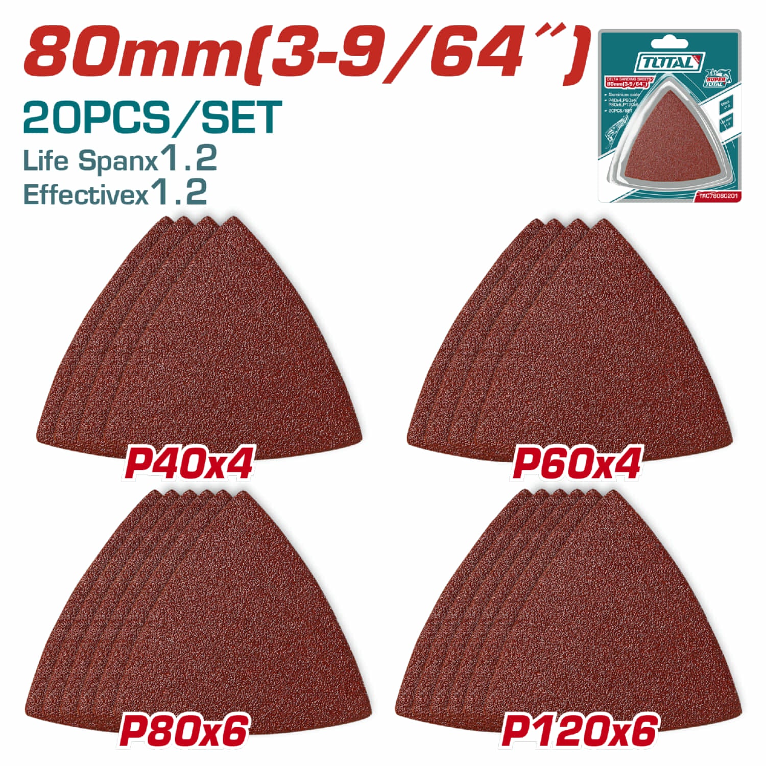 Lijas Delta Surtido (P40x4 P60x4 P80x6 P120x6) Set De 20 Piezas. hojas de lija para lijadoras delta