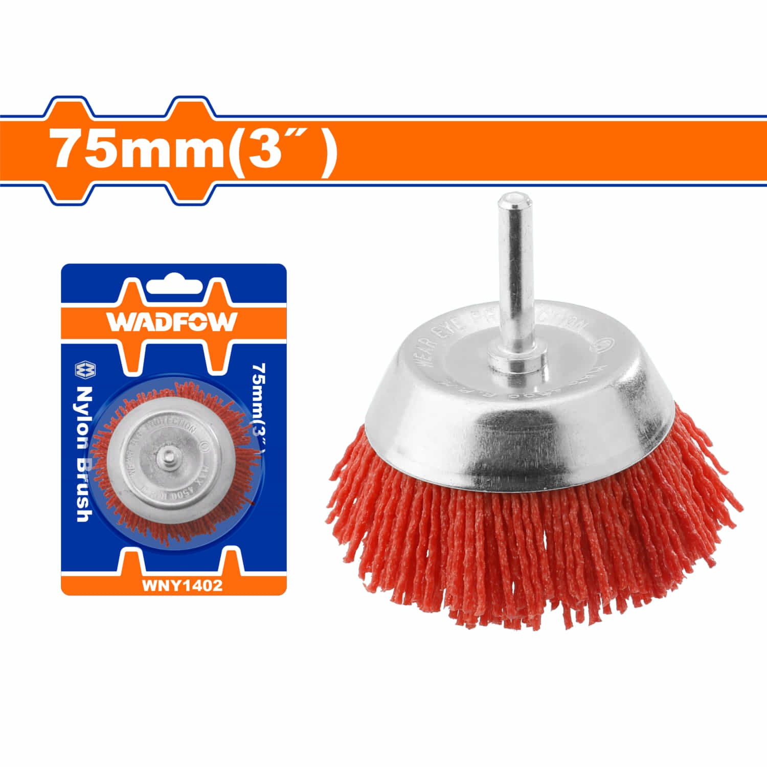 Cepillo de Nylon copa circular para taladro con vástago de 75mm. Long. Cable:23mm