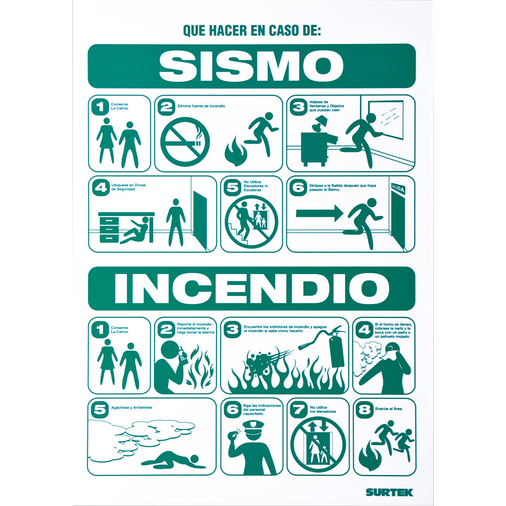 Letrero "Sismo/incendio" Surtek