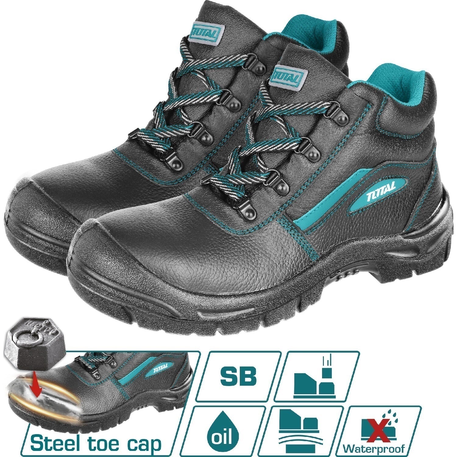 Botas De Seguridad De Cuero Con Punta De Acero. Resistente Al Aceite.