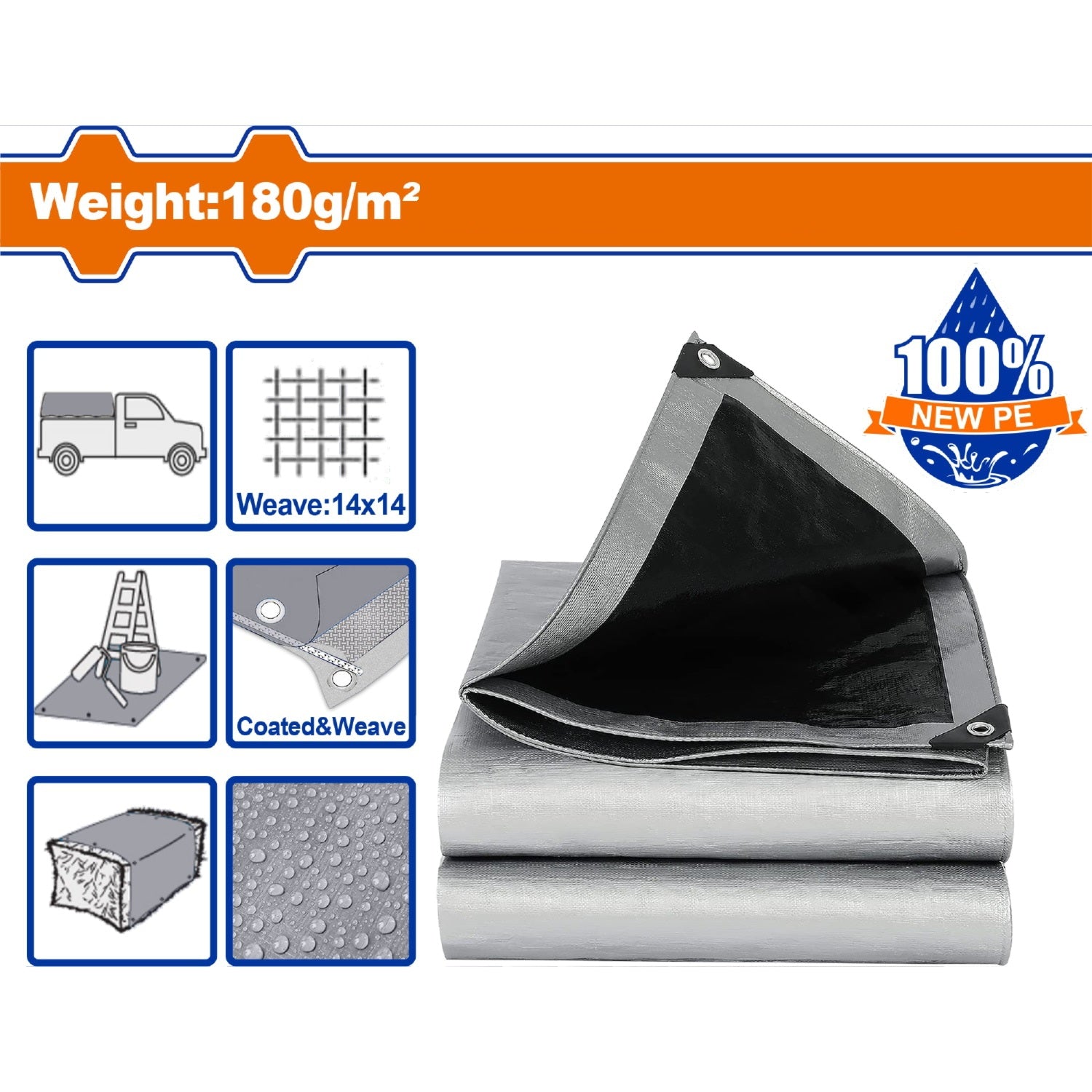Lonas de Polietileno gris Peso: 180g/m2. Espesor: 0.25mm. Ambos lados laminados. Impermeable.