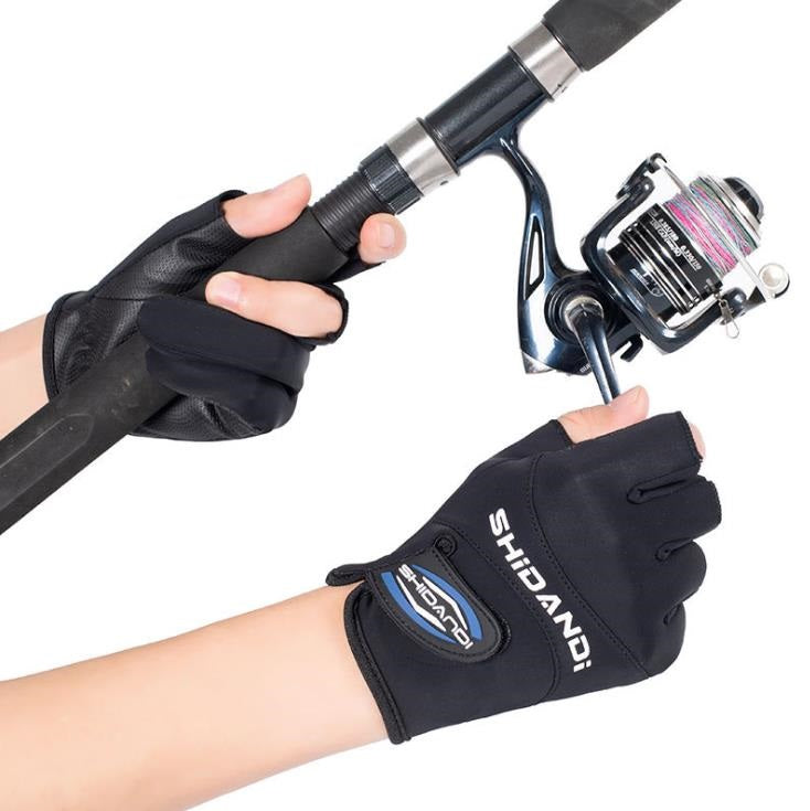 Guantes tres dedos pesca antideslizante