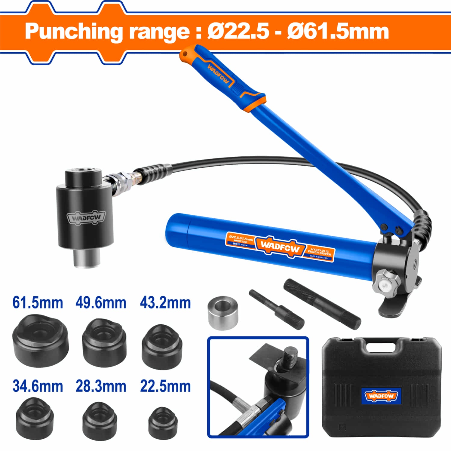 Sacabocados Knockout Punch 22.5-61.5mm a 3.5mm Fuerza de Perforación 100KN Perforador Hidráulico de Láminas de Metal