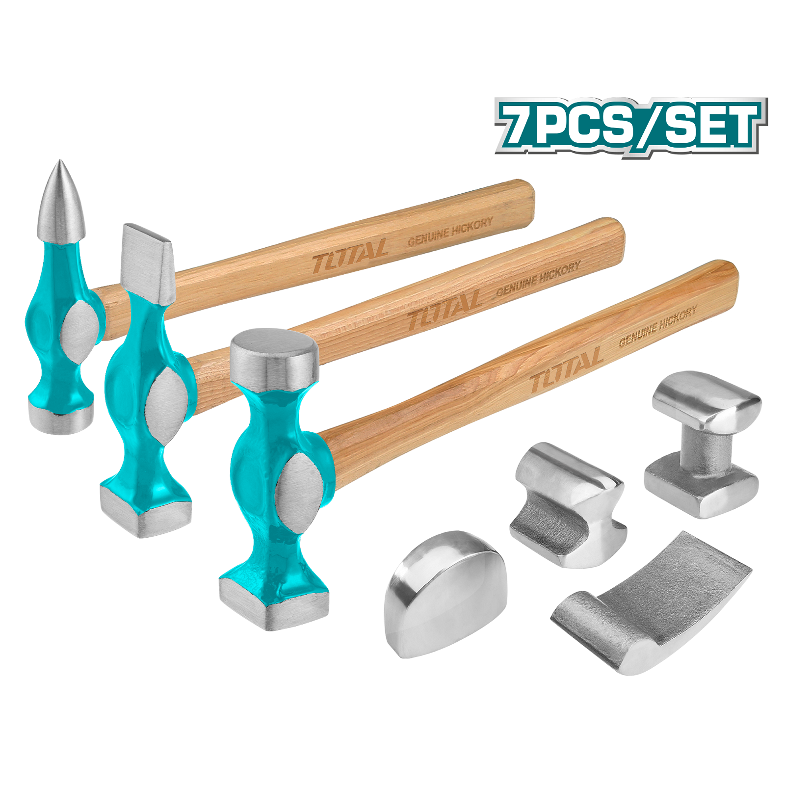 Martillos para Chapistería. 7 pzs. Mango de Madera Nogal Genuino. Tratamiento térmico.