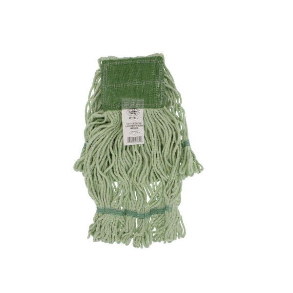 Mopa de repuesto de mezcla de algodón de 4 capas para trapeador. Color verde