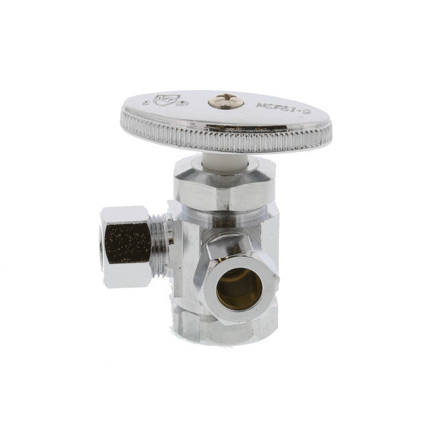 Llave de ángulo de 3 vías Compress 1/2" entrada x 3/8" x3/8" compress