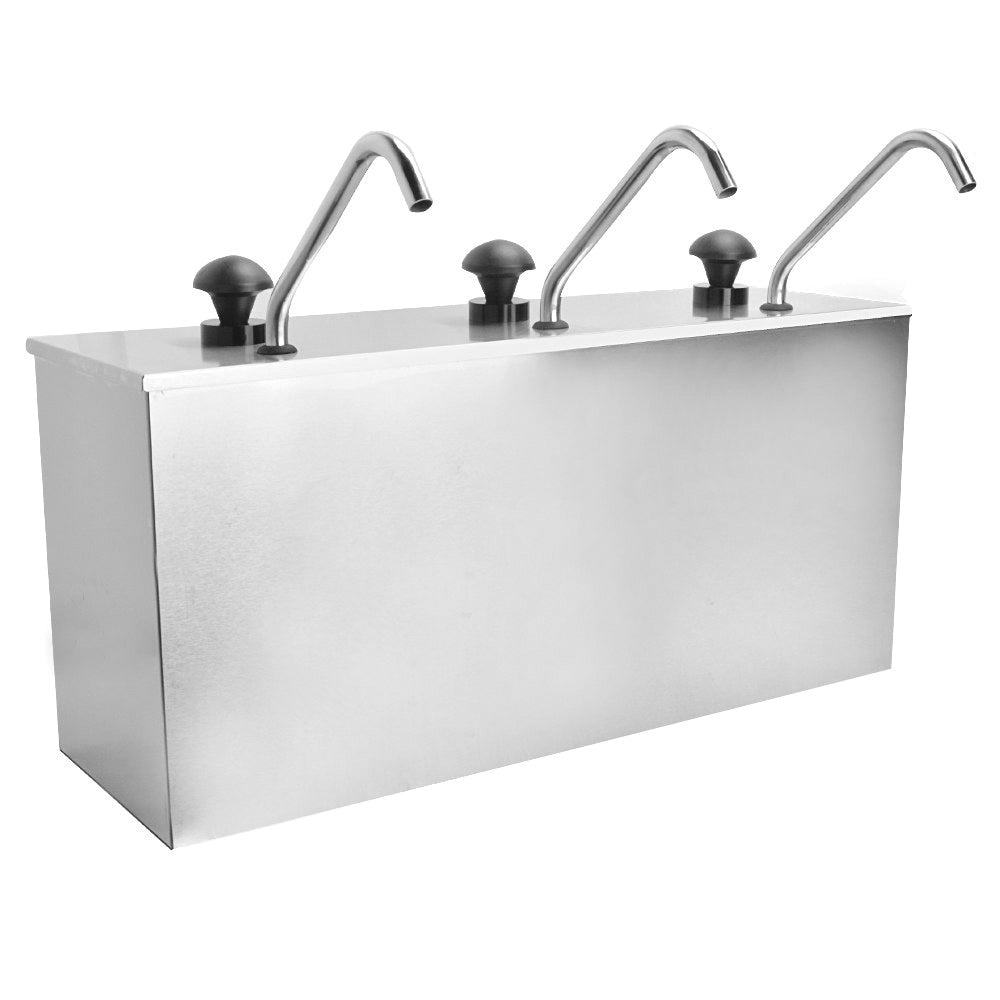 Dispensador de salsas Triple 3 Lts. Con contenedor interno removible. 544x186x255mm(1 año)