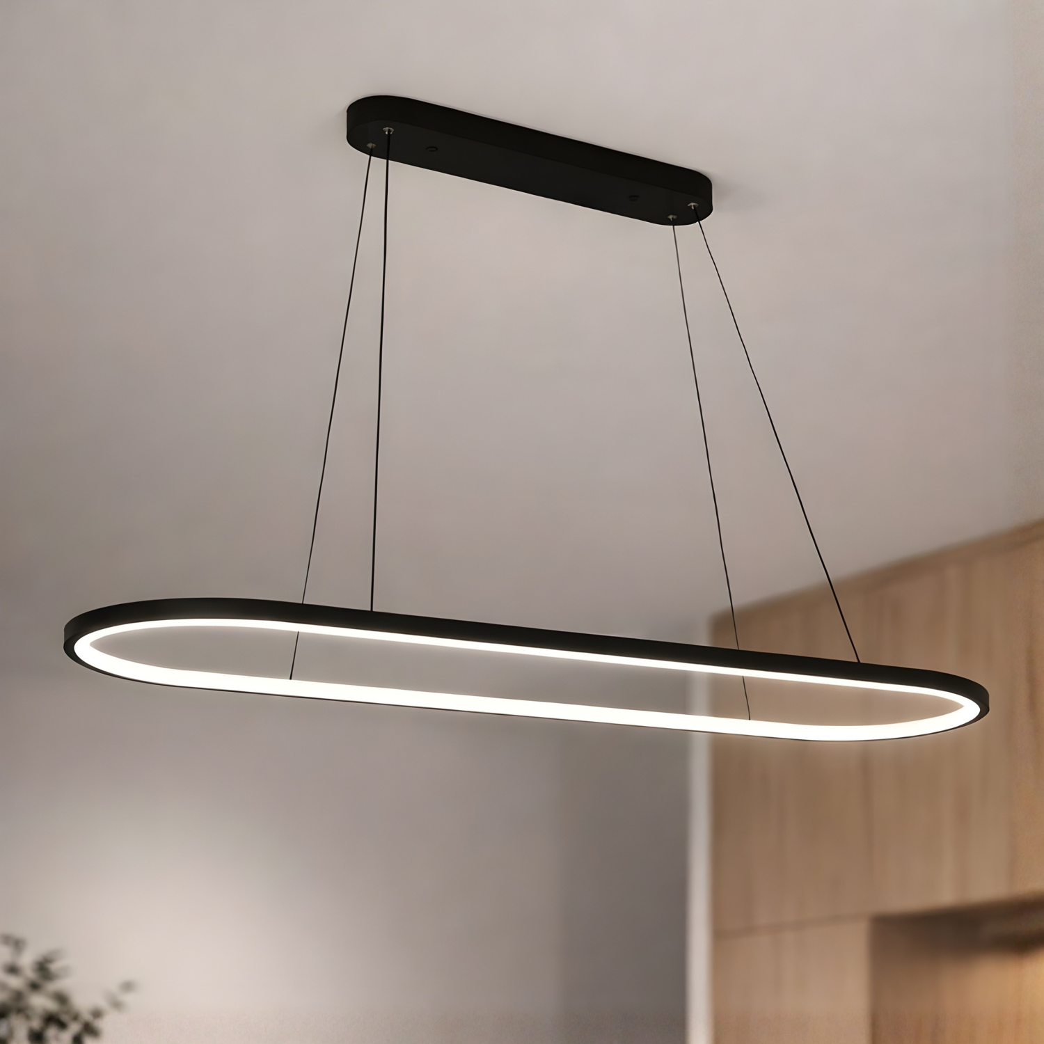 Lámpara Colgante LED 36W 3200LM 3000K con Diseño Moderno Minimalista Ideal Comedor y Sala.90 cm Color Negro