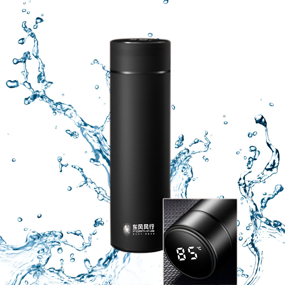 Termo inteligente con indicador de temperatura. Botella Forthing con pantalla digital.