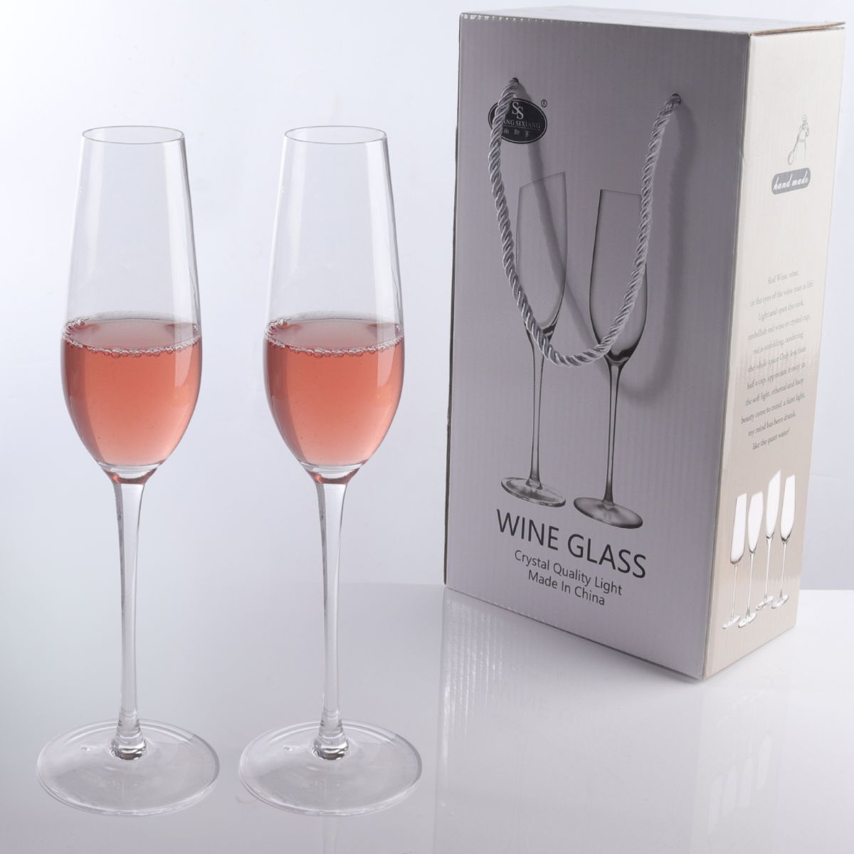 Copas de Cristal Tipo Flauta para Champagne 205ml (Set de 2 pzs).