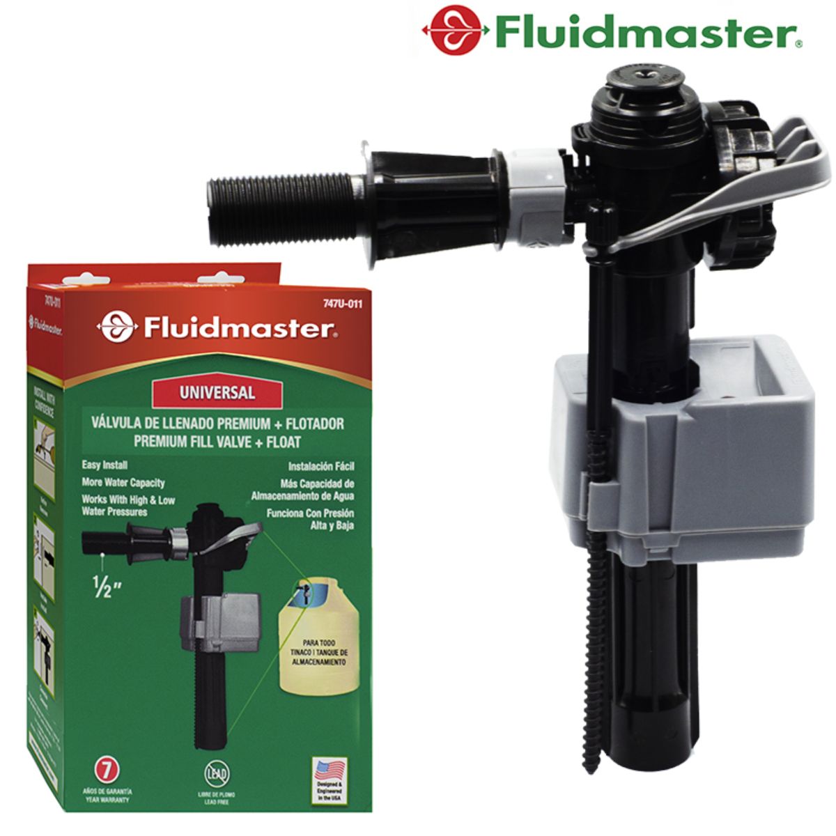 VALVULA DE TANQUE ALTO DE RESERVA "FLUIDMASTER" PARA INODORO