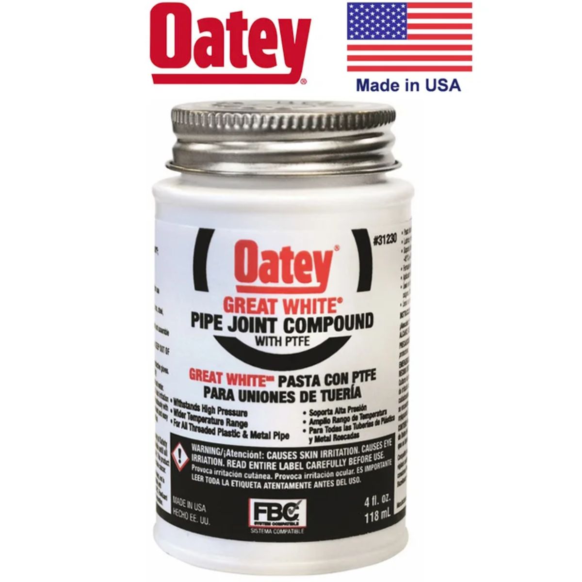 TEFLON EN PASTA "OATEY" U.S.A 4 ONZAS (1/4 PINTA)