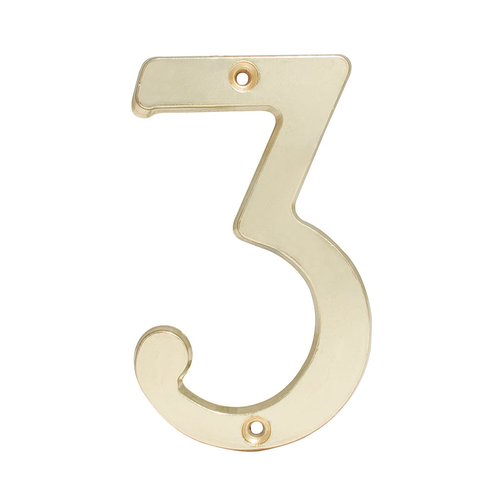 Numero 3 slim 4" latón brillante Lock