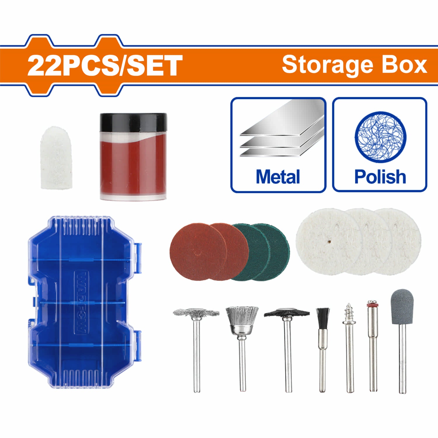 Mini mototool accesorios para 22 piezas (mandril,cepillos,ruedas,afilar,crema)