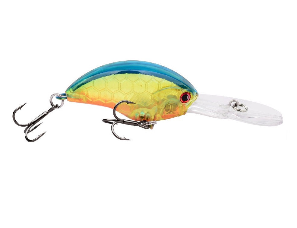 Señuelo Crank 90mm anzuelo triple azul amarillo