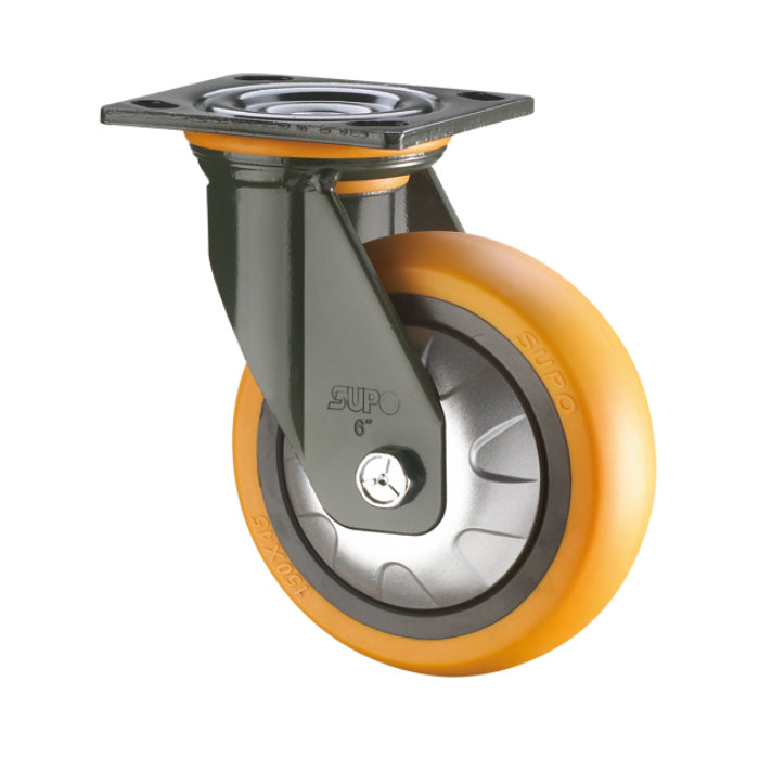 Rueda giratoria Serie pesad hercules 8" 200 mm Capacidad por rueda 380kg Poliuretan ext fuerte PU