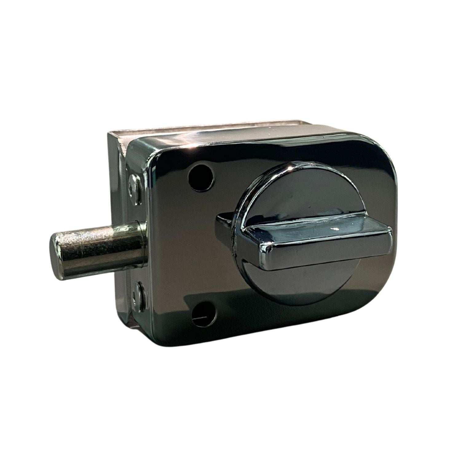Cerradura sin llaves (pasador) p/puertas sencillas No req perforacion en vidrio 8 a 12 mm Brillante