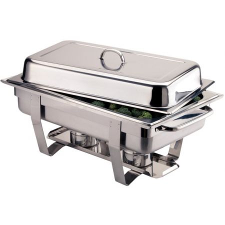 Bandeja Cuadrada 9 L para bufet con calentador de alcohol . Con tapa de bisagra CHAFING DISH 1*1/1*