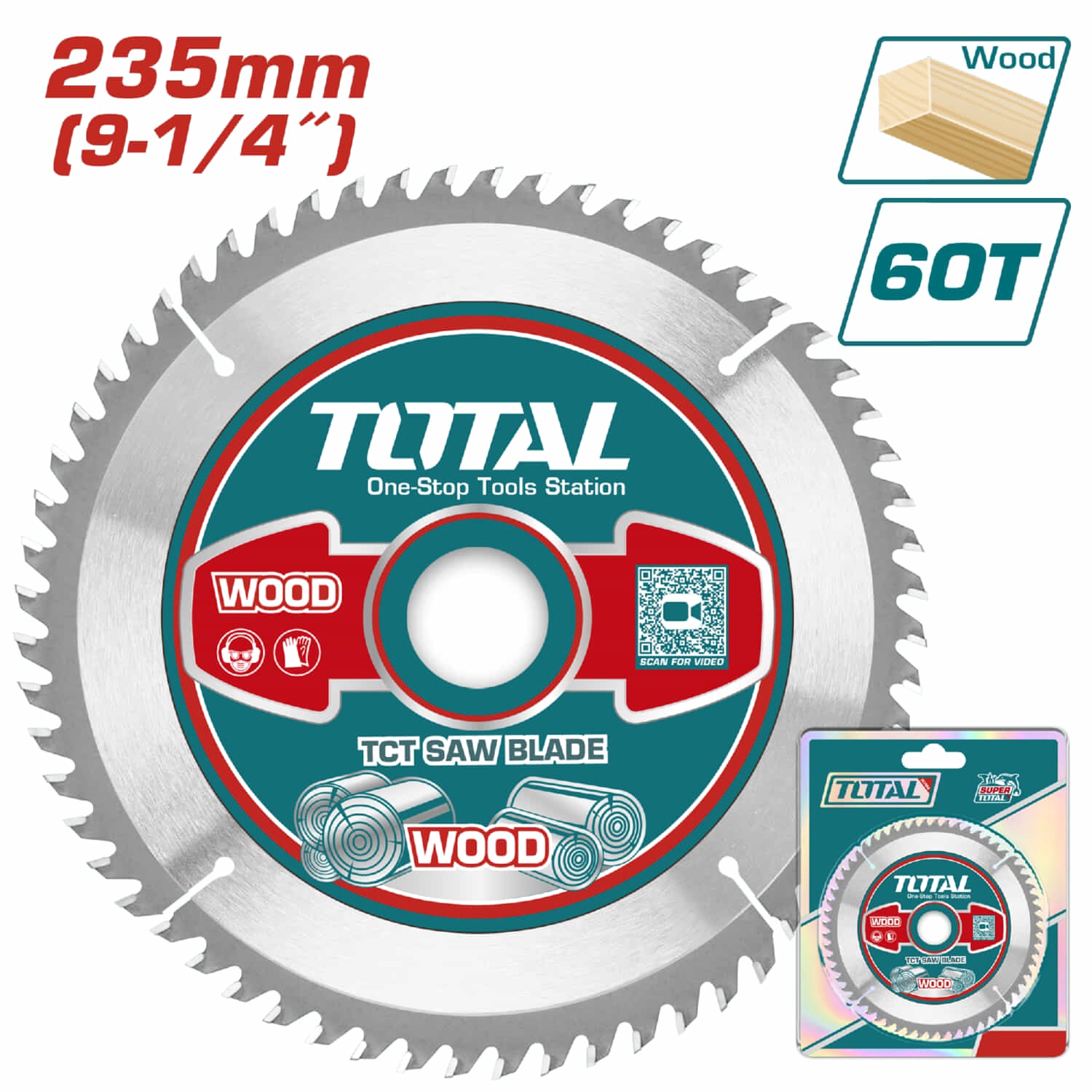 Disco de corte sierra TCT 9 1/4" 60T anillo reductor 16-25.4mm corte de madera. Sierra circular.
