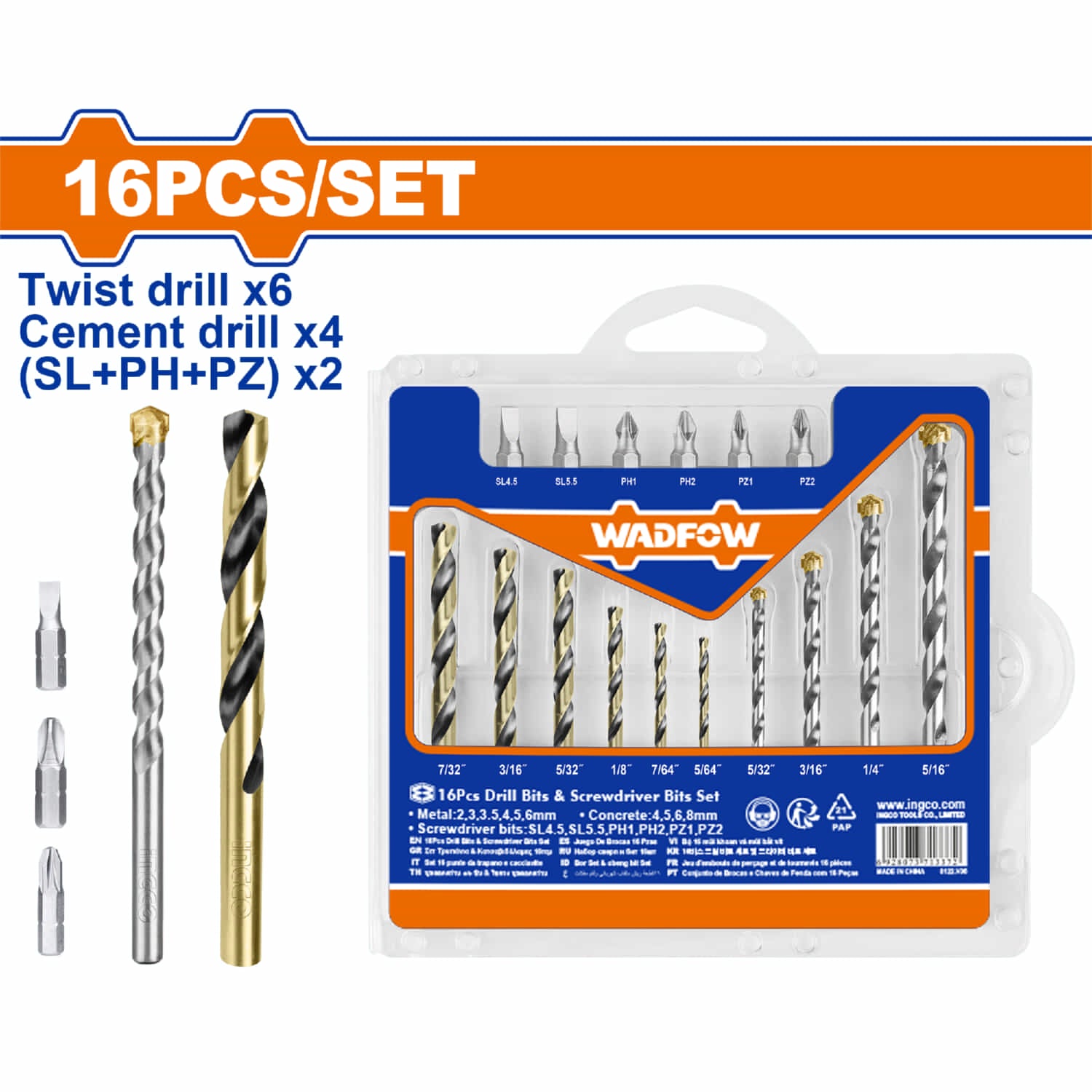 Brocas para Taladro HSS y Puntas de Destornillador de 25mm Surtidas. Set de 16 Piezas.