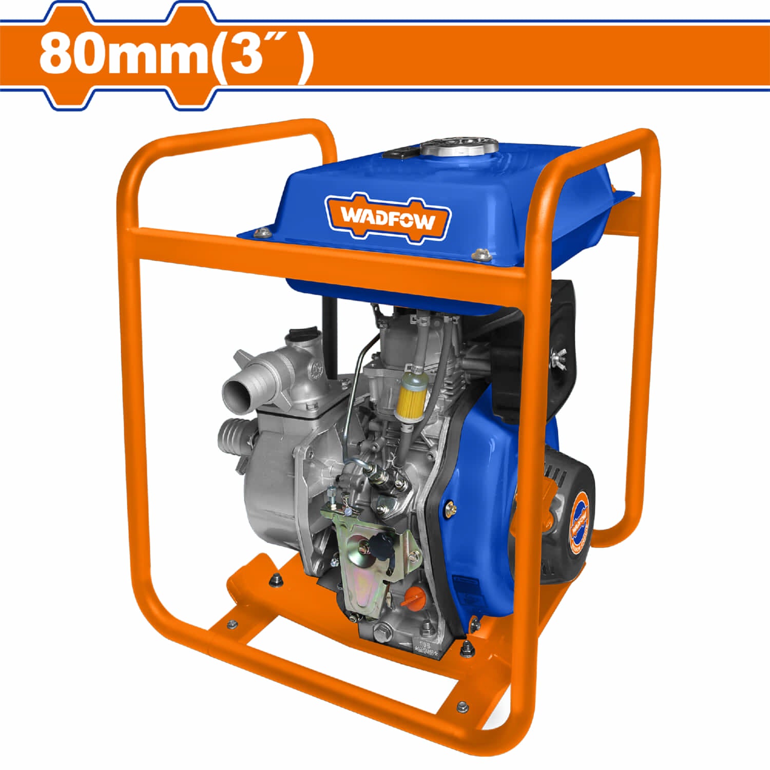 Bomba de Agua a Diesel 5.3 HP. Diámetro de salida 3" Flujo max: 900 L/min. Max. Elev. 30m